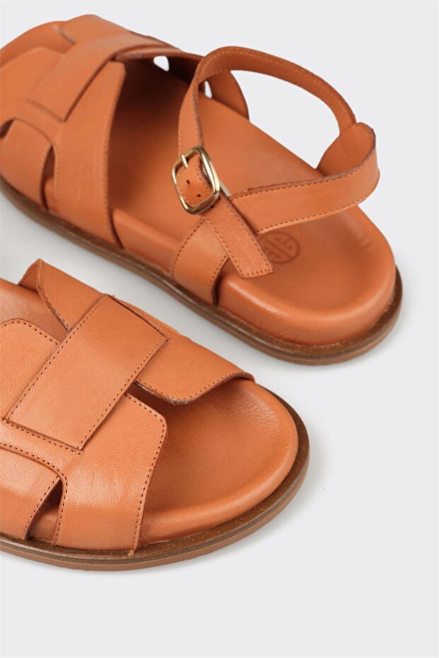 Taba Deri Kadın Sandalet - 5