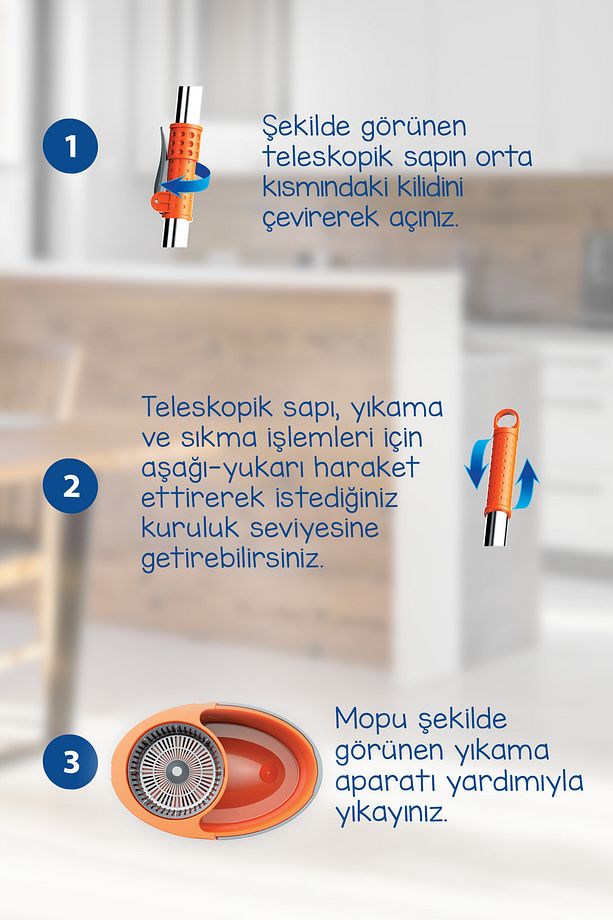 Faster Yeni Nesil Otomatik Temizlik Seti Pratik Kolay Sıkma Döner Başlık - 3
