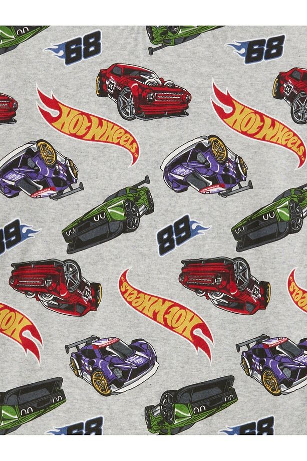 Erkek Çocuk Gri Organik Pamuk Hot Wheels Desenli Pijama Takımı - 2