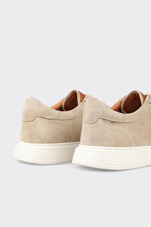Beige Leder Herren Freizeitschuhe - 5