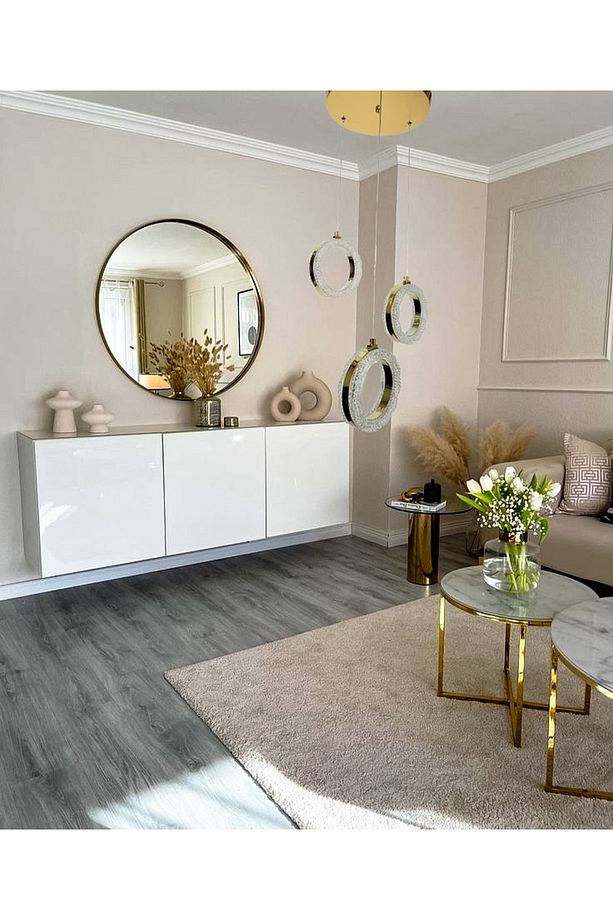 Işıl Gold Modern Avize  Salon Mutfak Oturma Odası Antre Tekli 3lü Sarkıt Sıralı - 4