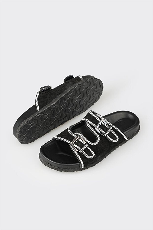 Siyah Deri Kadın Terlik - 3