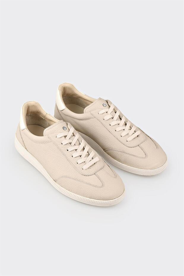 Beige Leder Herren Freizeitschuhe - 2