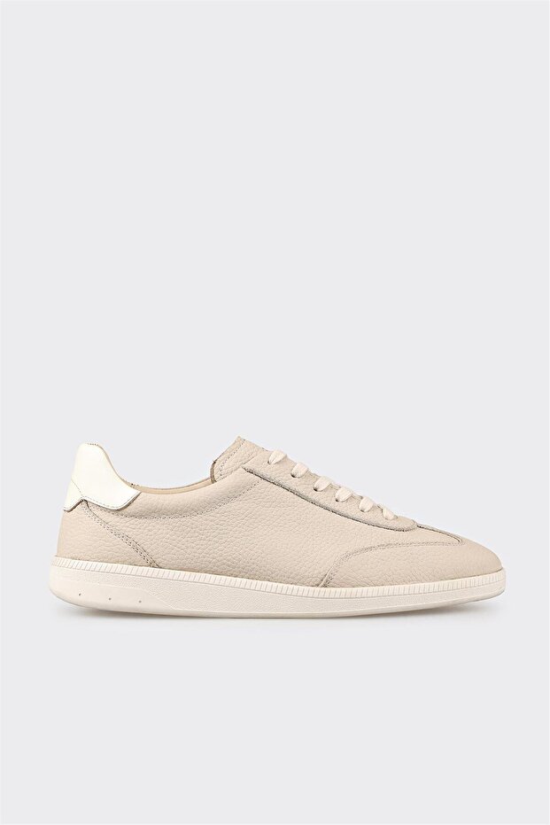 Beige Leder Herren Freizeitschuhe - 1