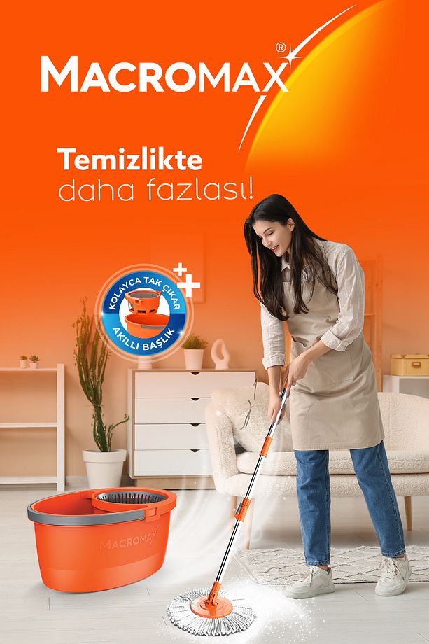 Faster Yeni Nesil Otomatik Temizlik Seti Pratik Kolay Sıkma Döner Başlık - 5