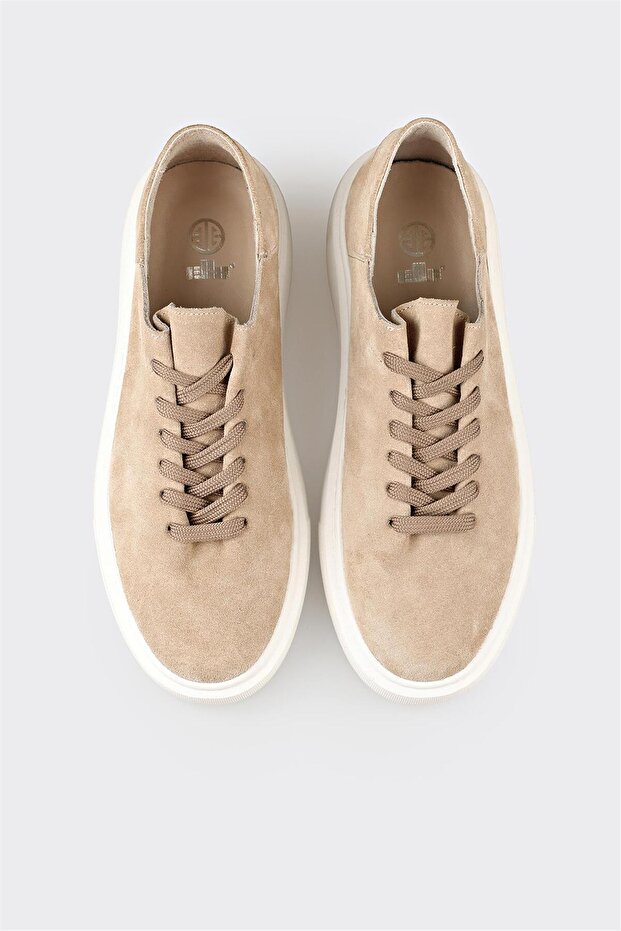 Beige Leder Herren Freizeitschuhe - 4
