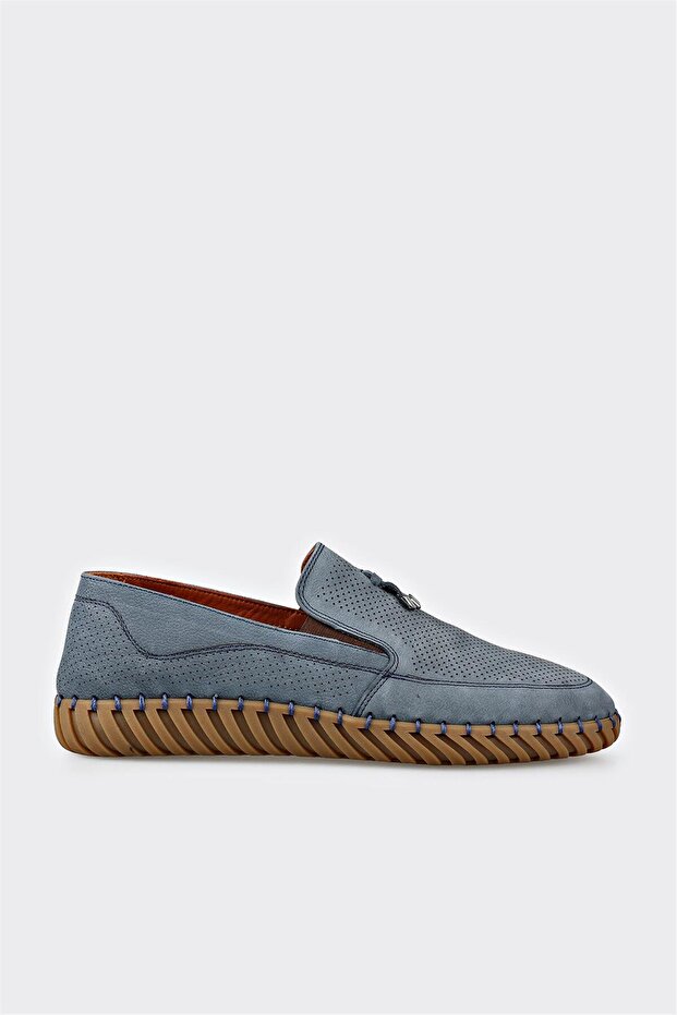 Blue Leather Men's Casual Shoes