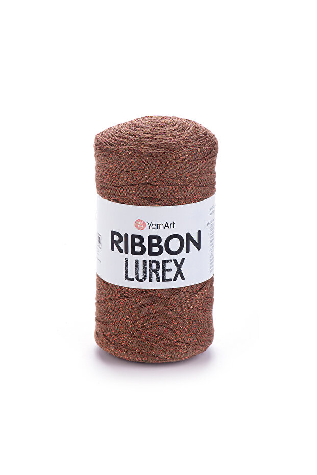 Rıbbon Lurex - خيوط محبوكة يدوية لامعة وإكسسوارات بني فاتح-742