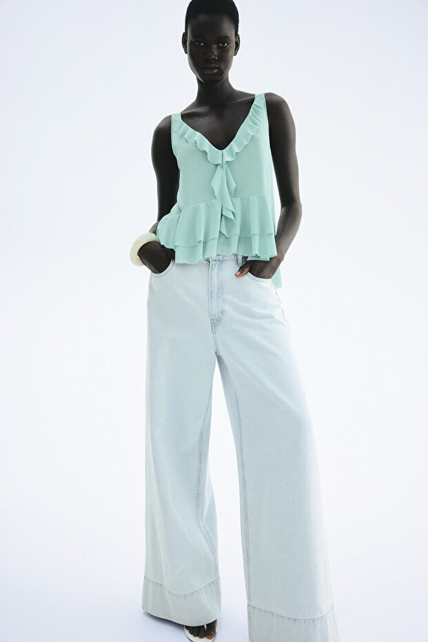 Farbalalı Kolsuz Üst - 2