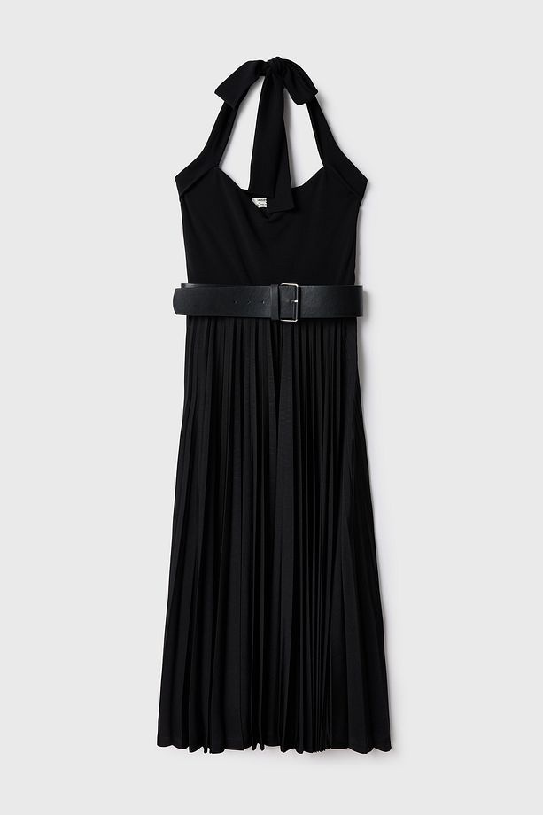 Moda Tutkusu Kemerli Piliseli Örme Elbise - 7