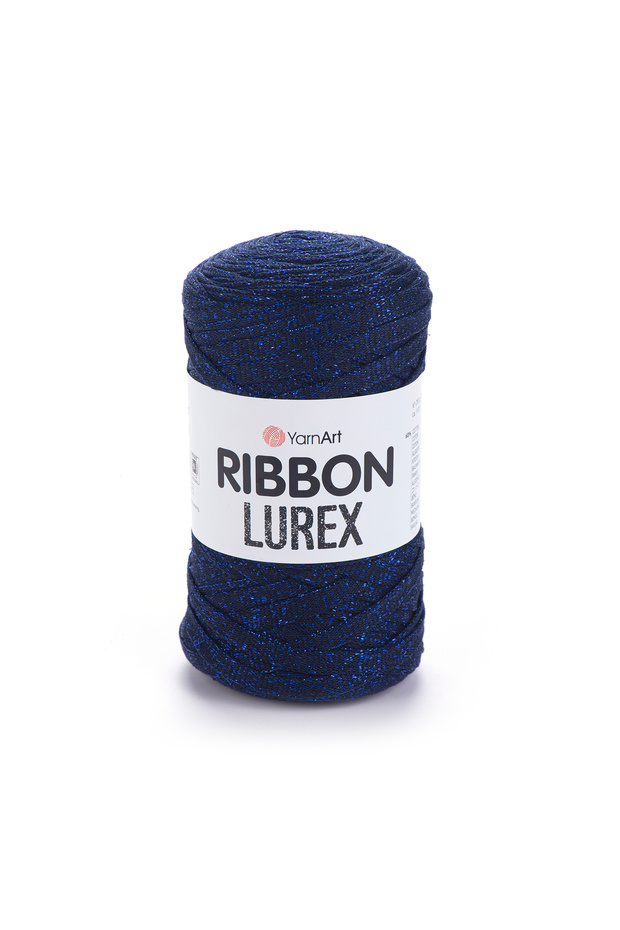 Rıbbon Lurex - لامع، إكسسوار محبوك يدويًا باللون الأزرق الداكن - 740