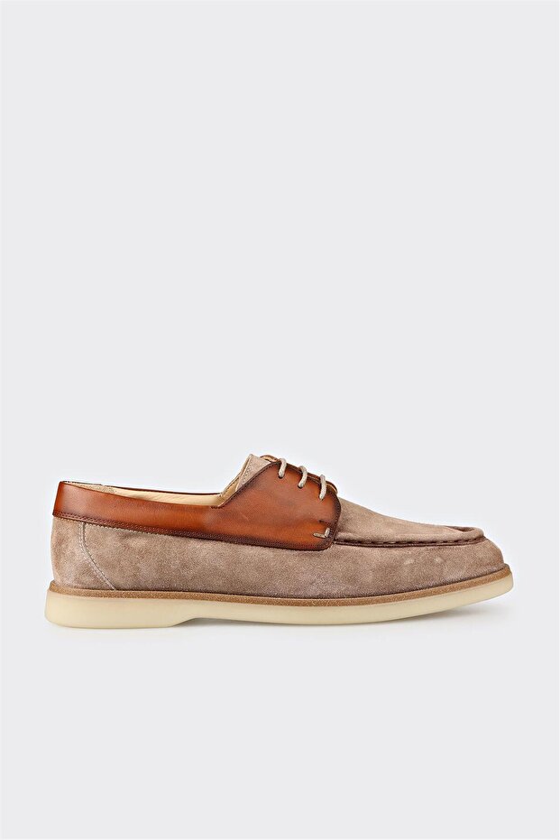 Beige Leather Men's Casual Shoes