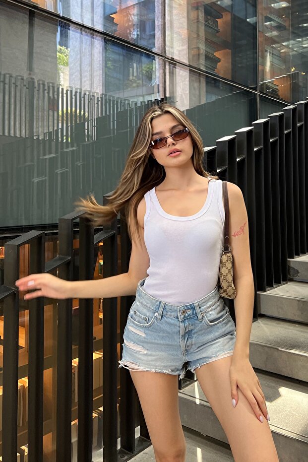 Beyaz Fitilli Askılı Basic Atlet - 2