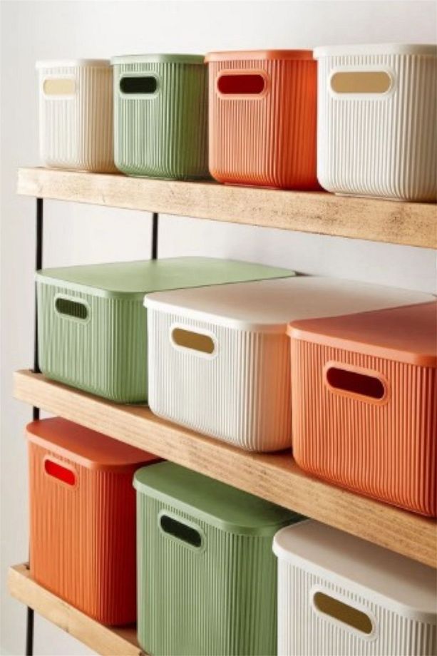 Colors Yeşil 3 Adet 13 Lt Dolap İçi Düzenleyici Organizer Hobi Oyuncak Kutusu Kapaklı Saklama Kutusu - 3
