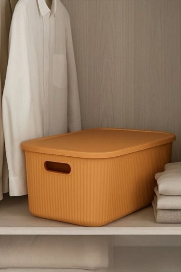 Colors Turuncu 3 Adet 13 Lt Dolap İçi Düzenleyici Organizer Oyuncak Kutusu Kapaklı Saklama Kutusu - 2