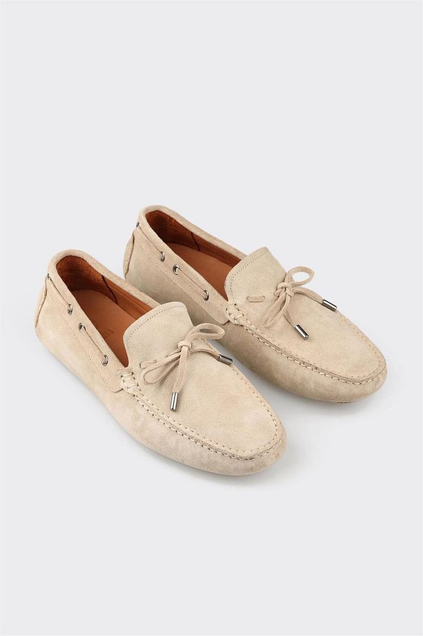 Bej Deri Erkek Loafer - 2