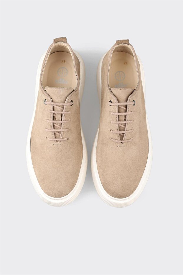 Beige Leder Herren Freizeitschuhe - 4