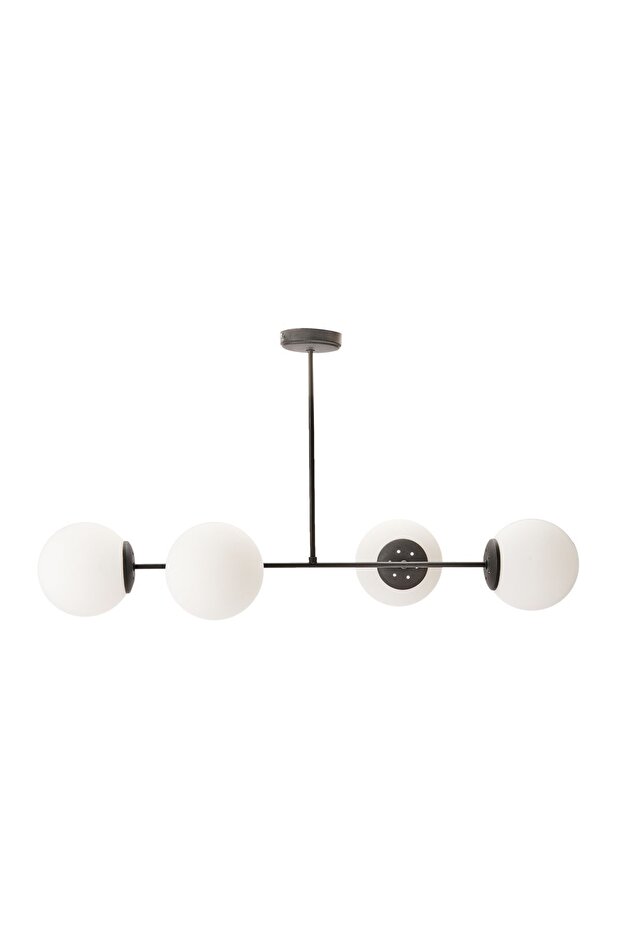 Lighting Cam 4'lü Modern Avize - Siyah - 85 cm - 2