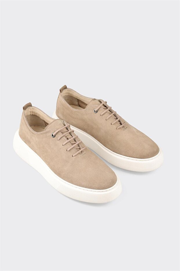 Beige Leder Herren Freizeitschuhe - 2