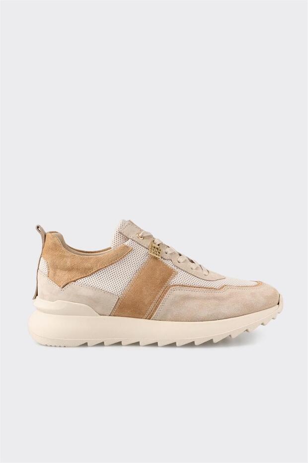 Beige Leather Men's Sports Shoes