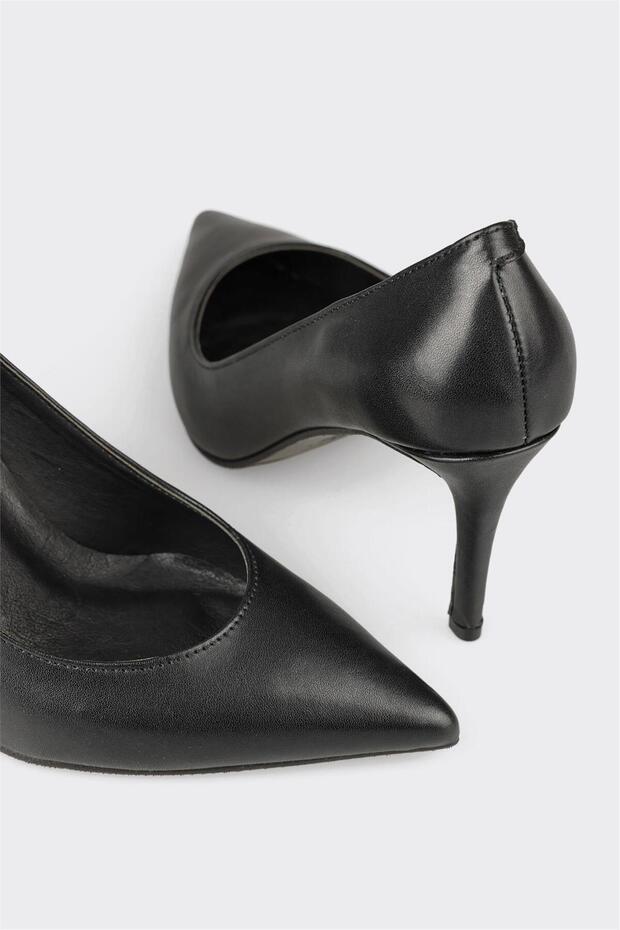 Siyah Deri Kadın Stiletto - 4