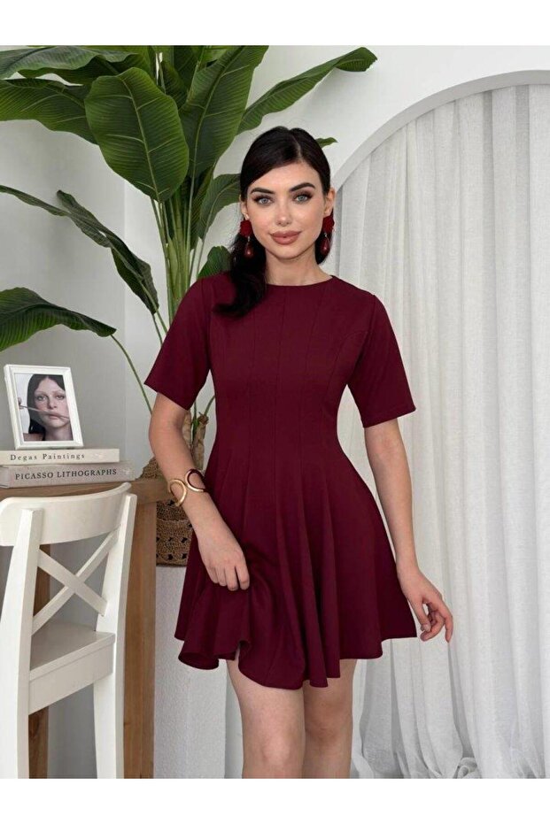 Crem Pliseli Elbise - 3