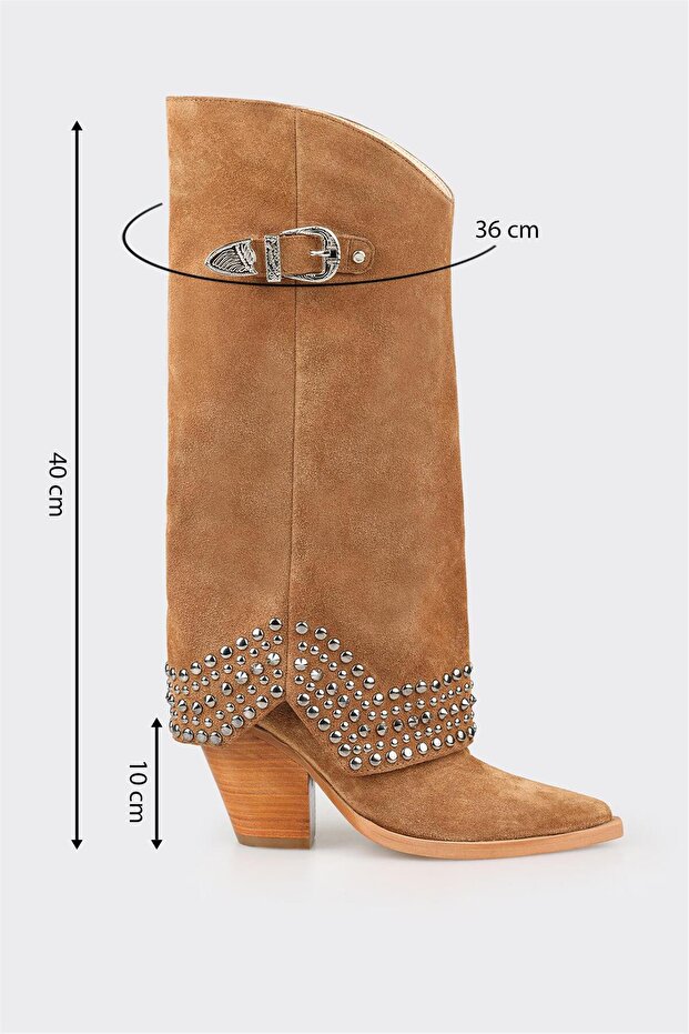 Taba Deri Kadın Çizme - 5