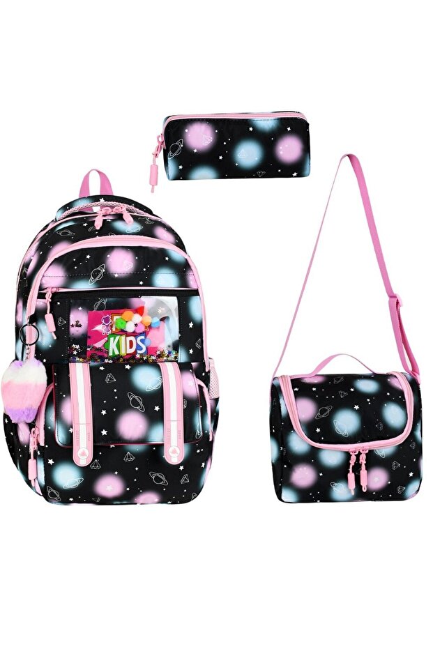 Water Resistant Girl's Orthopedic Middle School, Elementary School Backpack Set with Foil Nutrition and Pen Holder