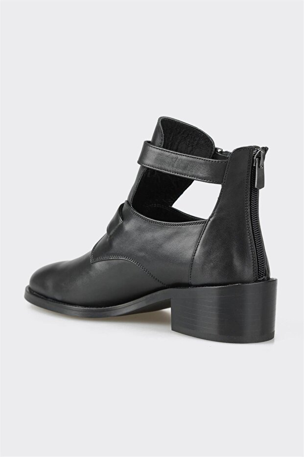 Siyah Deri Kadın Klasik Bot - 3
