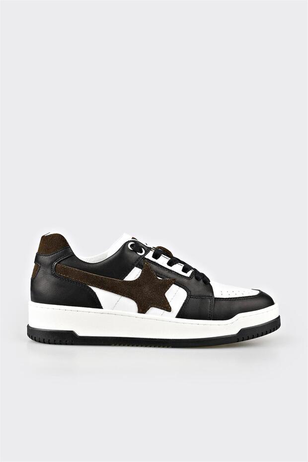 Black Leather Women's Sports Shoes