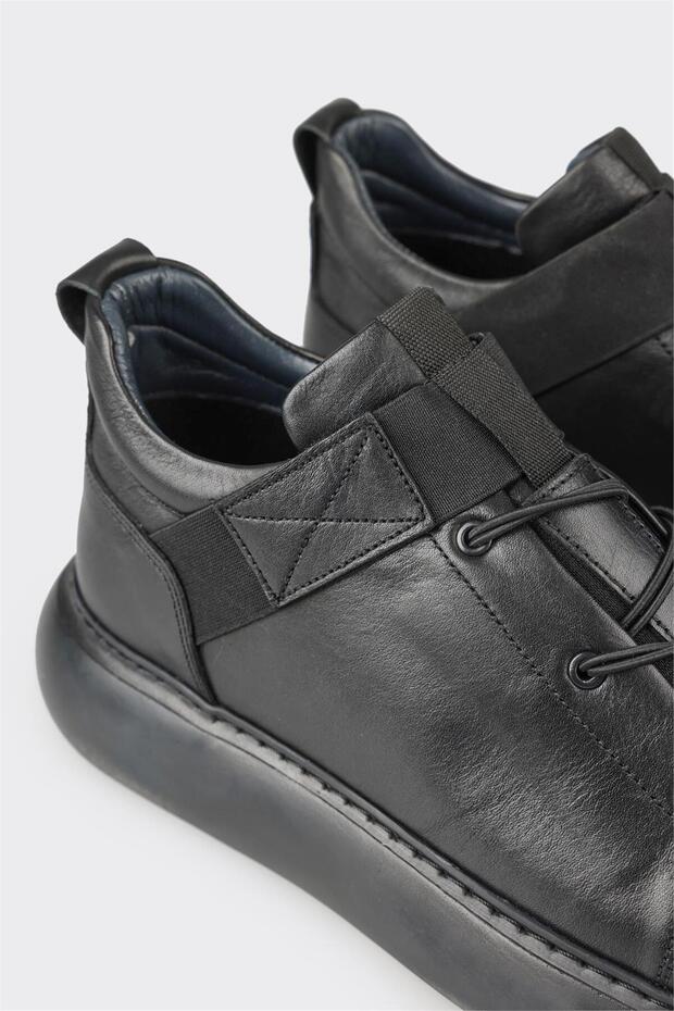 Siyah Deri Erkek Spor Bot - 4