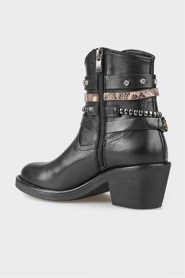 Siyah Deri Kadın Günlük Bot - 3