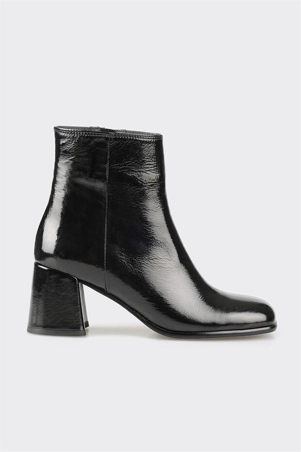 Siyah Deri Kadın Klasik Bot - 1