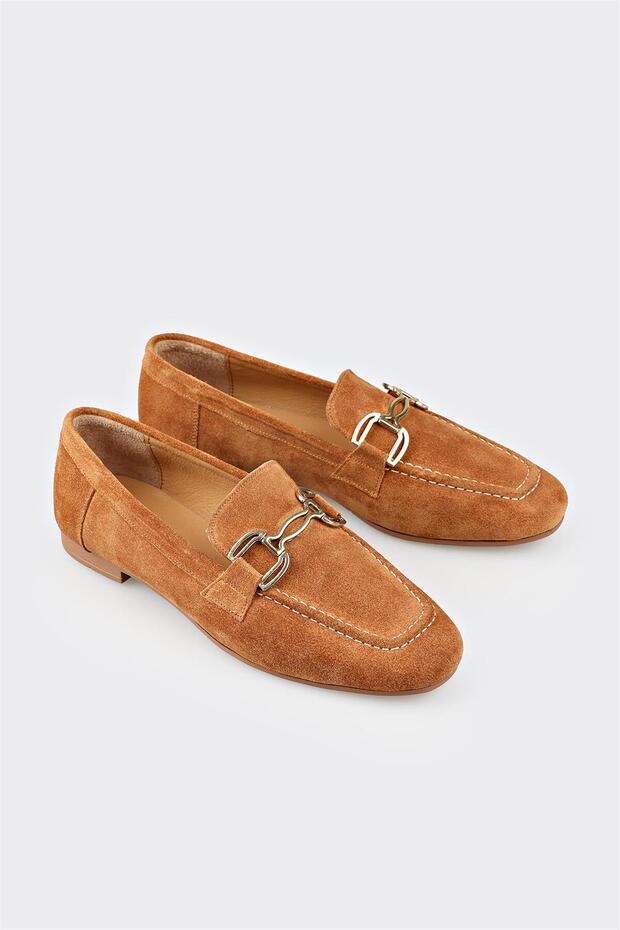 Camel Deri Kadın Loafer - 2