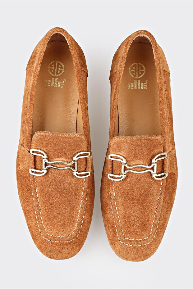 Camel Deri Kadın Loafer - 4