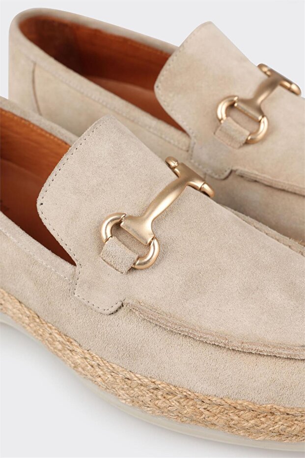 Bej Deri Erkek Espadril - 5