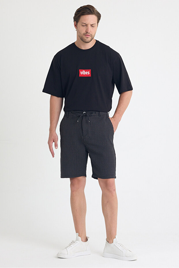 Men's Black Striped Shorts