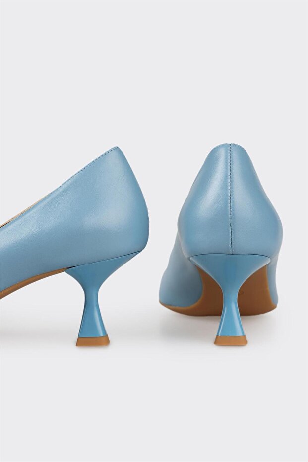 Mavi Deri Kadın Stiletto - 4
