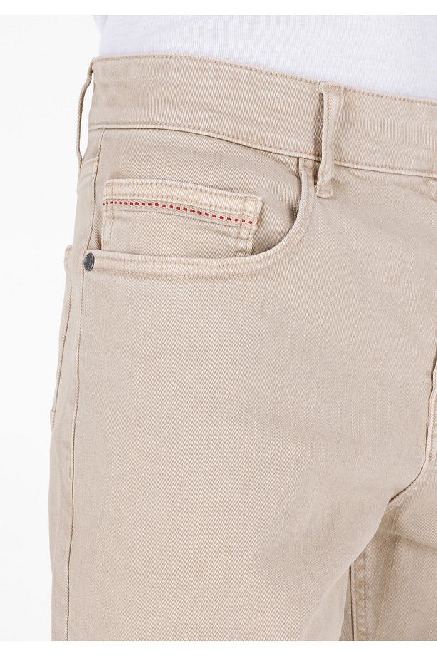 Regular Fit Orta Bel Düz Erkek Bej Şort - 5