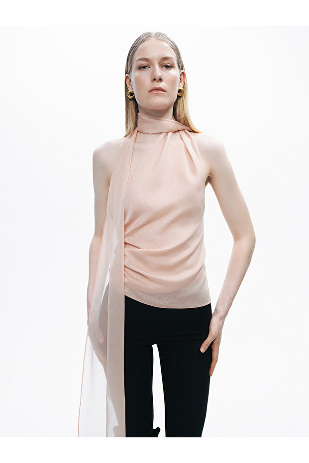 Şal Tasarımlı Bluz - 1