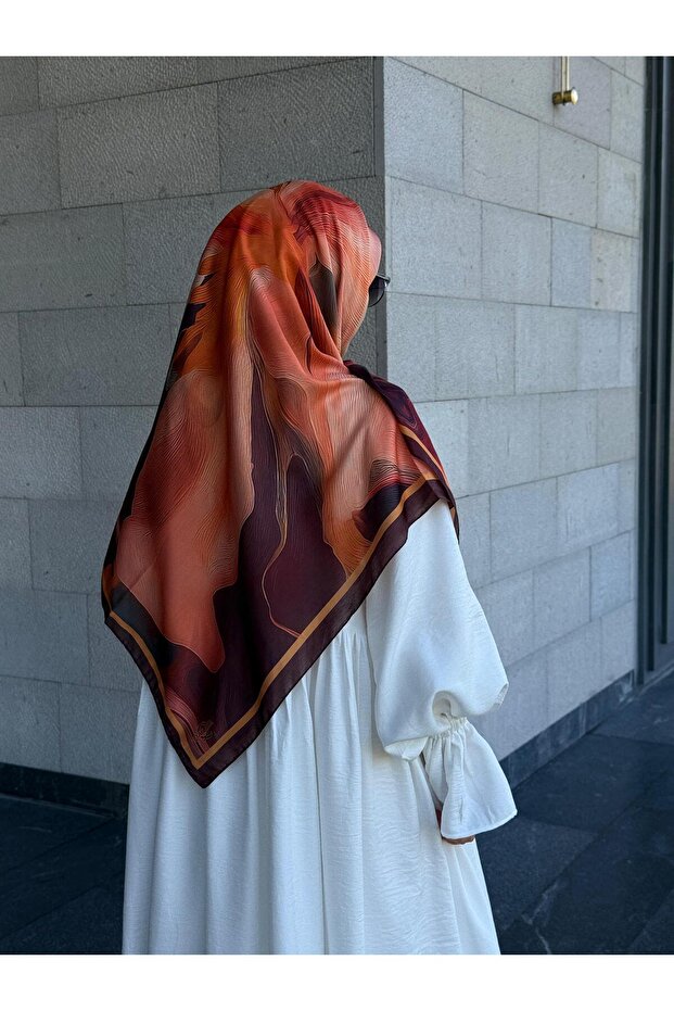 Pamuklu Amber Desen Eşarp-Mürdüm - 3