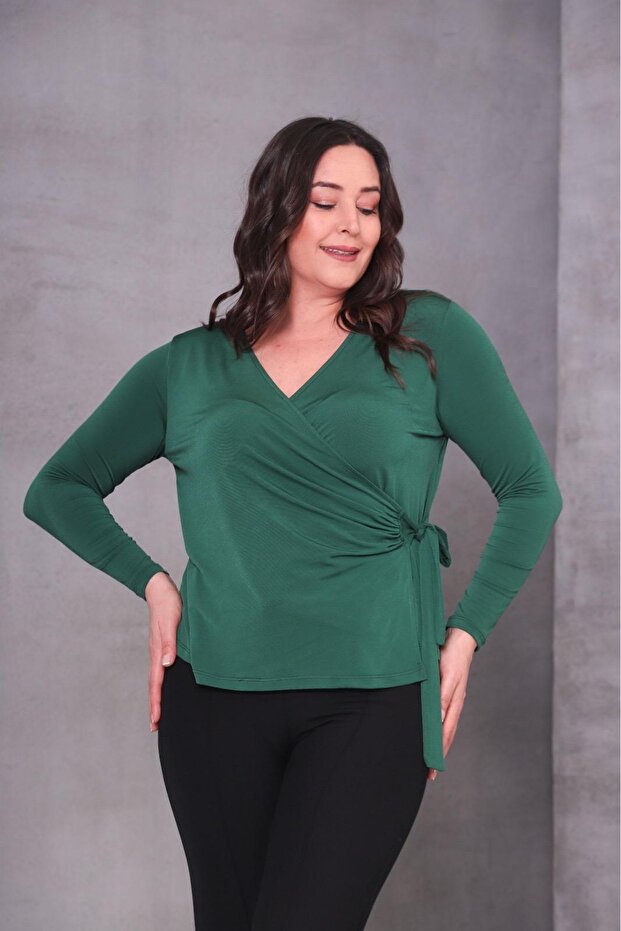 Gamze Fashion Boutique Plus Size Double-Breasted Bluz