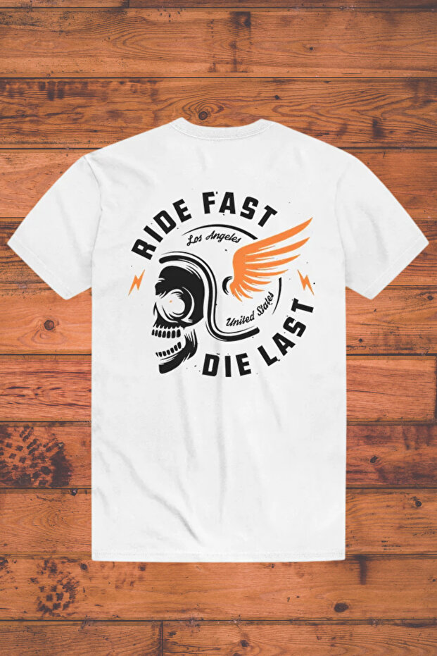 تي شيرت Ride Fast Die Last مطبوع كبير الحجم