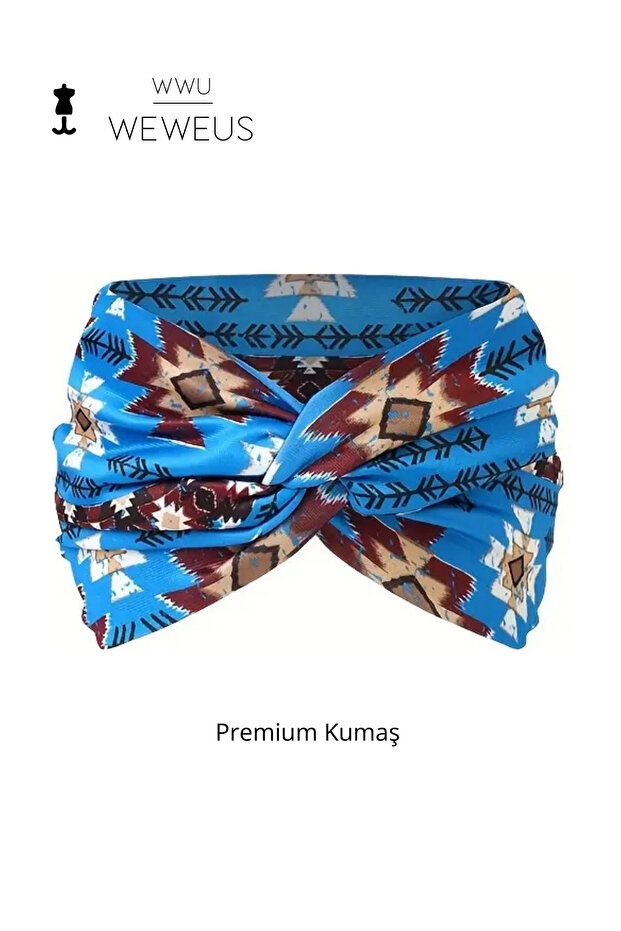Blue Baklava Pattern Premium Women's Hair Band Bandana