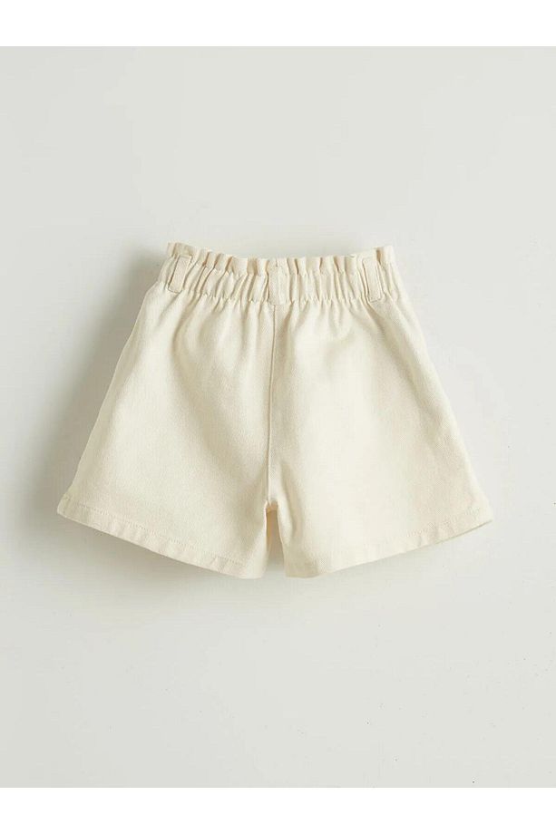 LCW Kids Ekru Çiçekli Gabardin Kız Çocuk Şort - 2