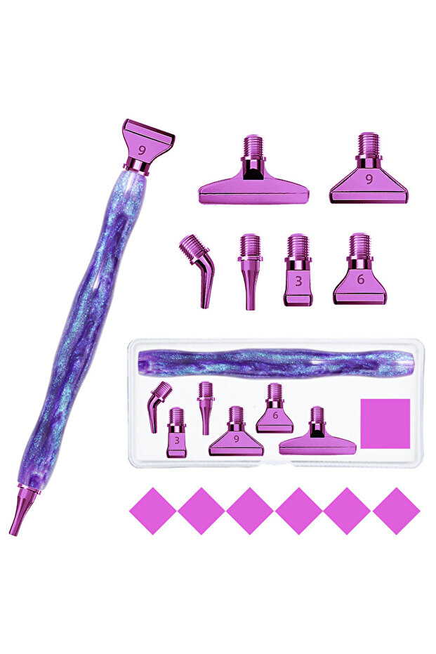 1-6 Metal Tip-B Purple 5D DIY Diamond Pen Set Resin Diamond Painting Tool Point Drill Pen With Threa