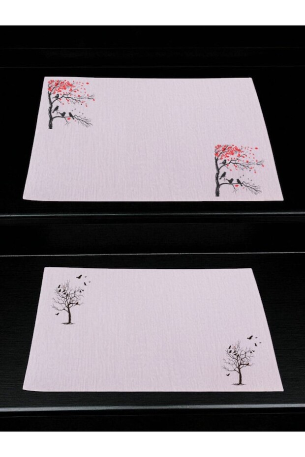Tree and Bird Printed Kitchen Table Linen Serving Cloth 28X40 cm American Service