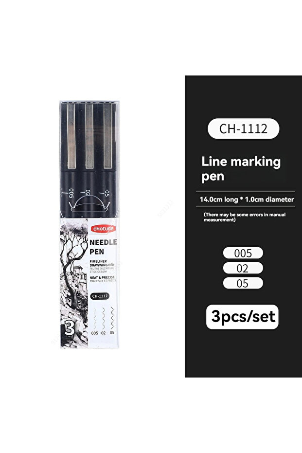 3Pcs Set Black Micro Pens,15 Sizes,Waterproof Archival Ink,Fine Point Pen for Artist Illustration,Sk