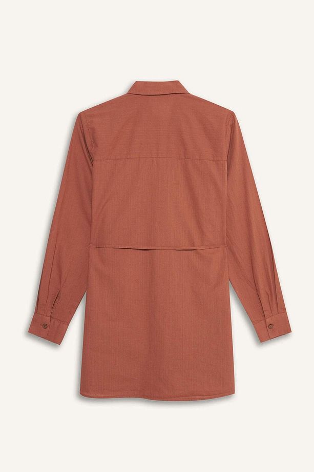 Regular Fit Poplin Bağlamalı Uzun Kollu Gömlek Tunik D4160AX25SM - 3