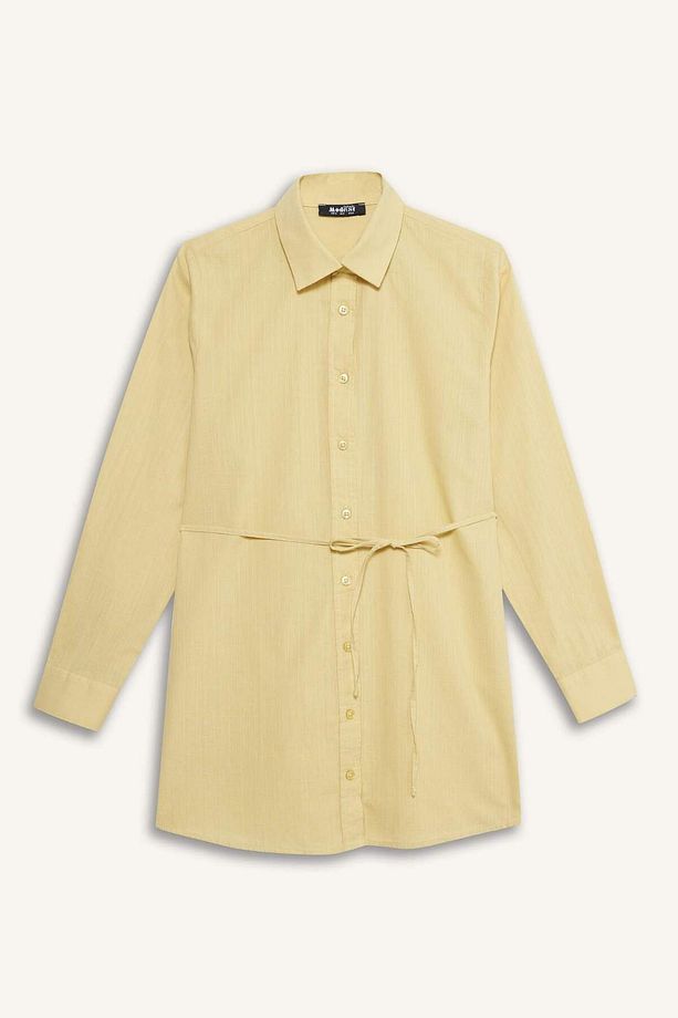 Regular Fit Poplin Bağlamalı Uzun Kollu Gömlek Tunik D4160AX25SM - 1